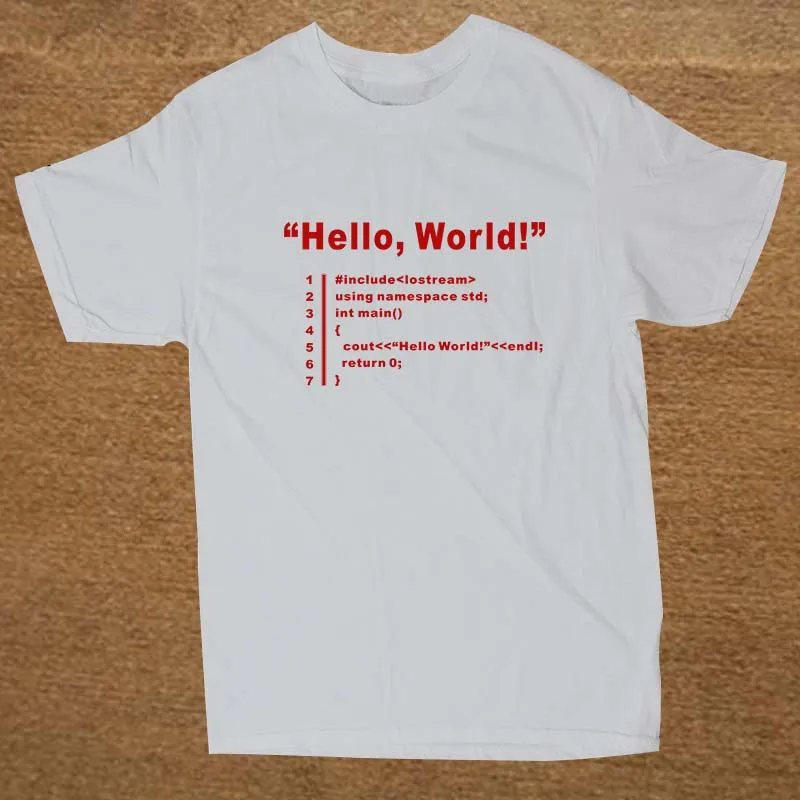 Веселая футболка унисекс с надписью «HELLO WORLD Geek Team Programmer», Мужская хлопковая футболка с коротким рукавом, футболки - Цвет: WHITE