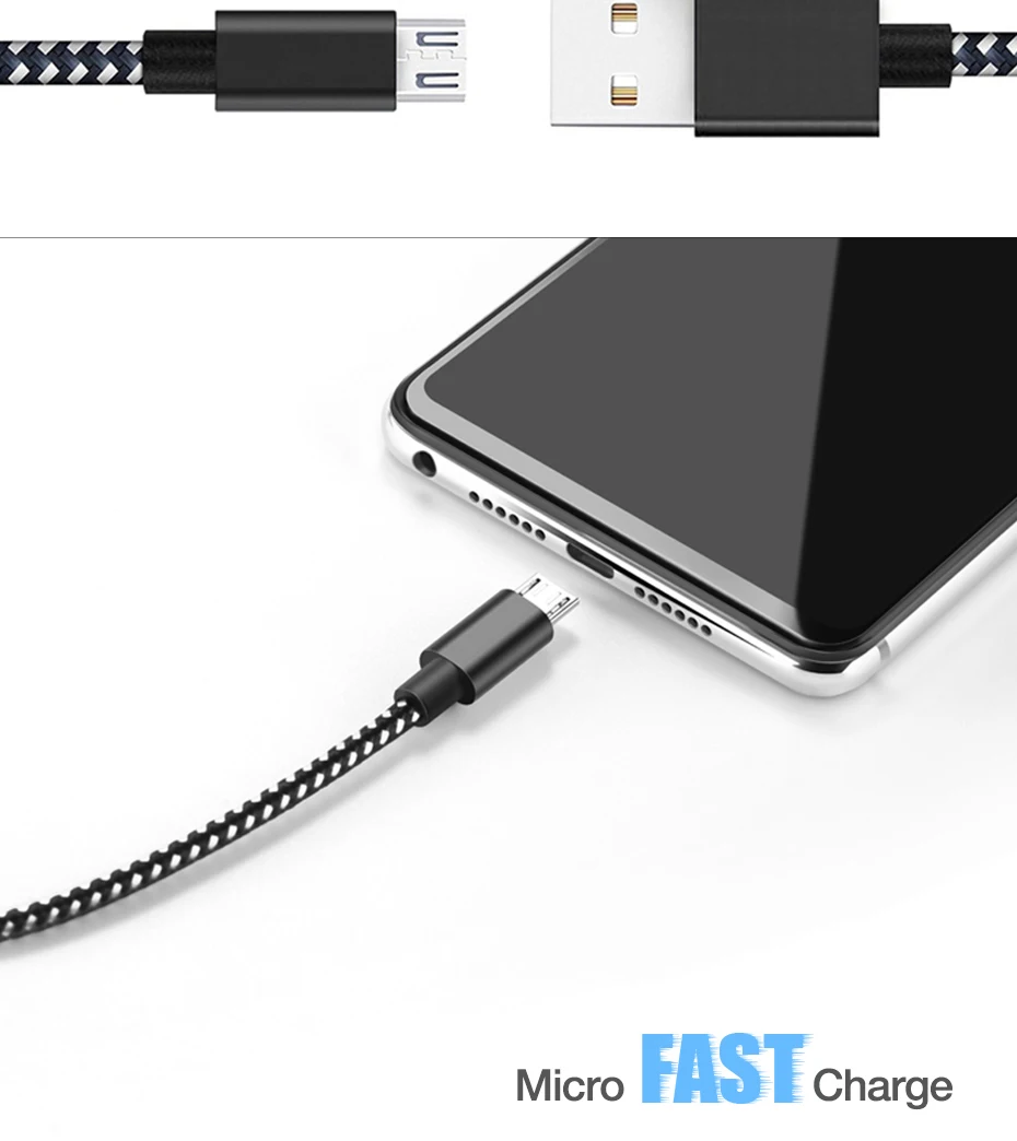 USB Micro usb зарядный кабель для samsung S7 usb кабель Gourde 2.4A нейлоновая оплетка Micro USB кабель для передачи данных зарядное устройство для huawei Xiaomi