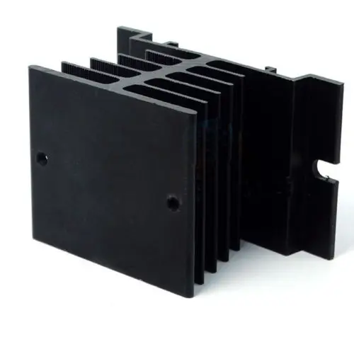 Aluminum Fins Single Phase Solid State Relay SSR 10A to 40A Heat Sink Dissipation Radiator 35mm DIN Rail Mount Black | Обустройство