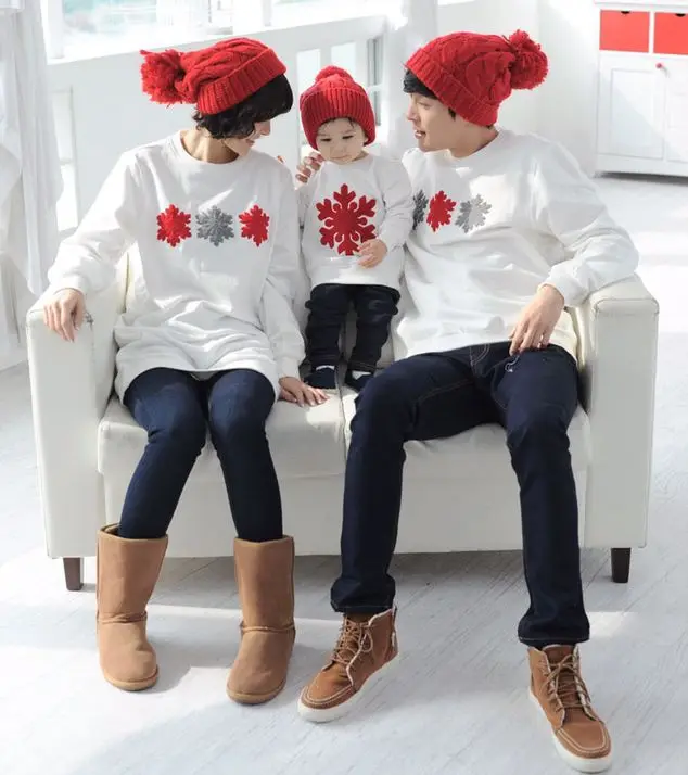 Семейный свитер рождественские пижамы снежинка семейный внешний вид осень