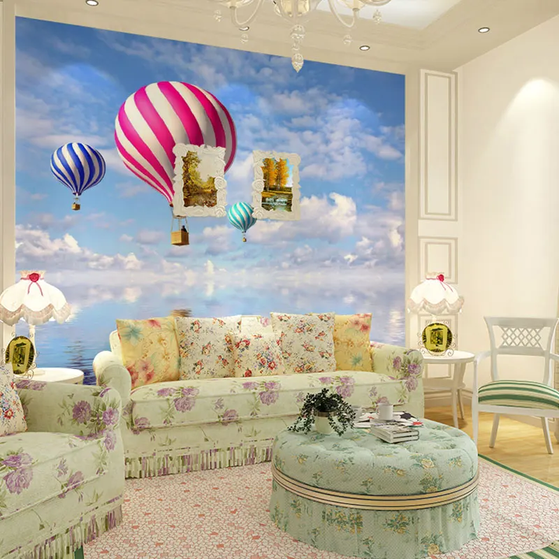 Beibehang воздушный шар летающий под голубым небом дизайн фотопечать детская комната