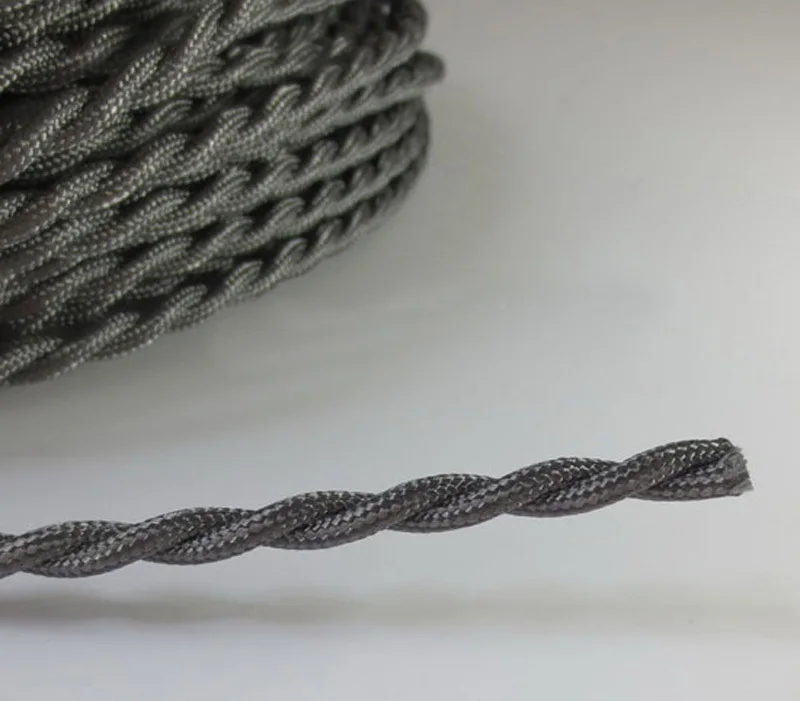 

FREE Shipping 50m/lot 2x0.75mm Textile Electrical Wire Color Braided Wire Fabric Covered Electrical Power Cord Fabric Wire