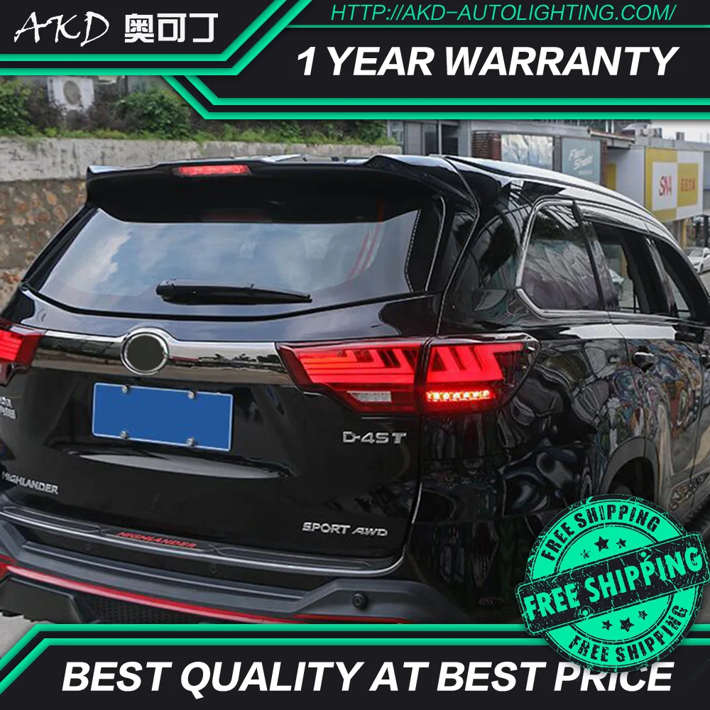 AKD Тюнинг автомобилей задние фонари для Toyota Highlander KLUGER- задние фонари светодиодный DRL ходовые фары, противотуманные фары задняя парковка
