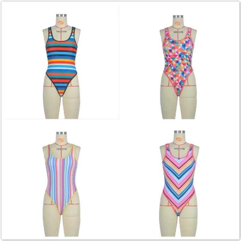 Цельный купальник 2019 плюс размер женский купальный костюм Радужный пикантный
