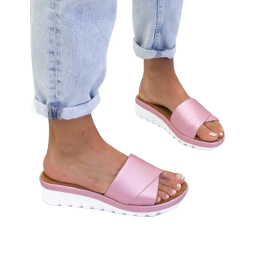 Летние вьетнамки на платформе женские шлепанцы среднем каблуке повседневные