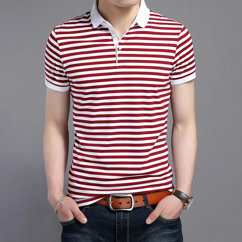 men polo shirt summer casual striped cotton T size M-5XL | Мужская одежда