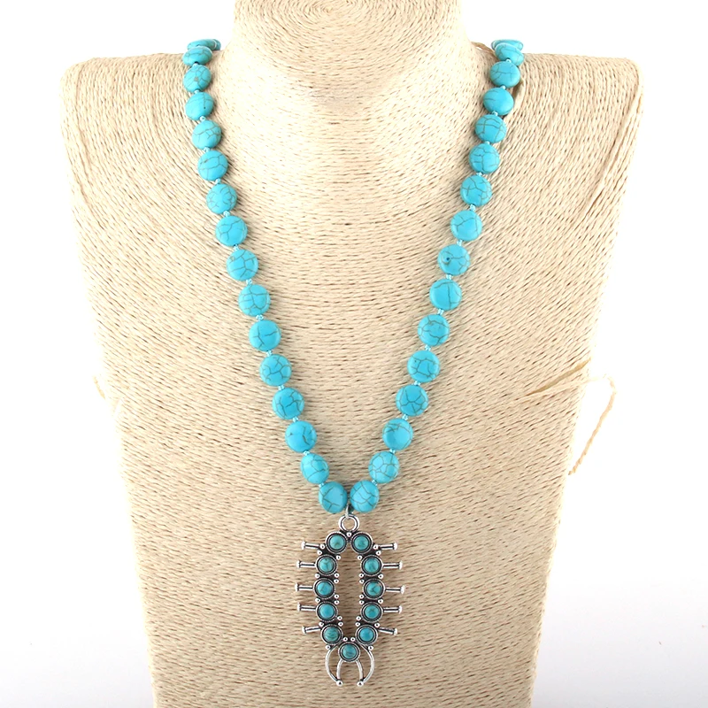 MOODPC модные богемные ювелирные изделия плоские/круглые синие камни с узлом металл