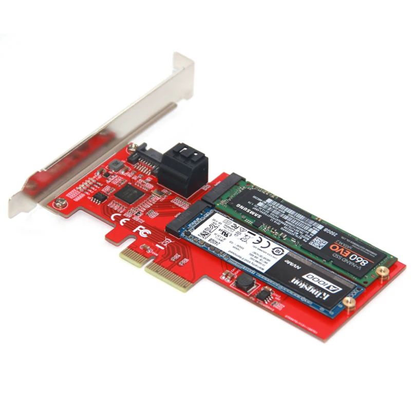 M2 SATA Raid контроллер карты PCI Express X4 на 2 порта SATA 3,0 6 Гбит/с+ 2 порта M.2 NGFF SSD B Ключ Поддержка RAID0 RAID1 AHCI режим
