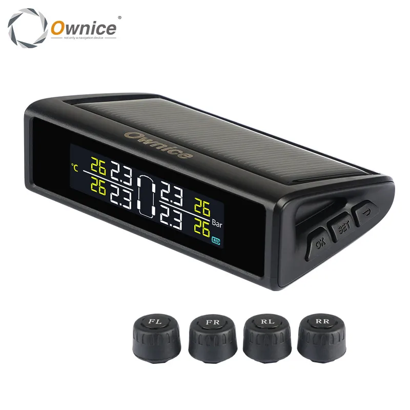 External TPMS Owice Авто Солнечная энергия TPMS контроль давления в шинах 4 внешних внутренних датчика сигнализация Система безопасности цветной дисплей - Тип: External TPMS