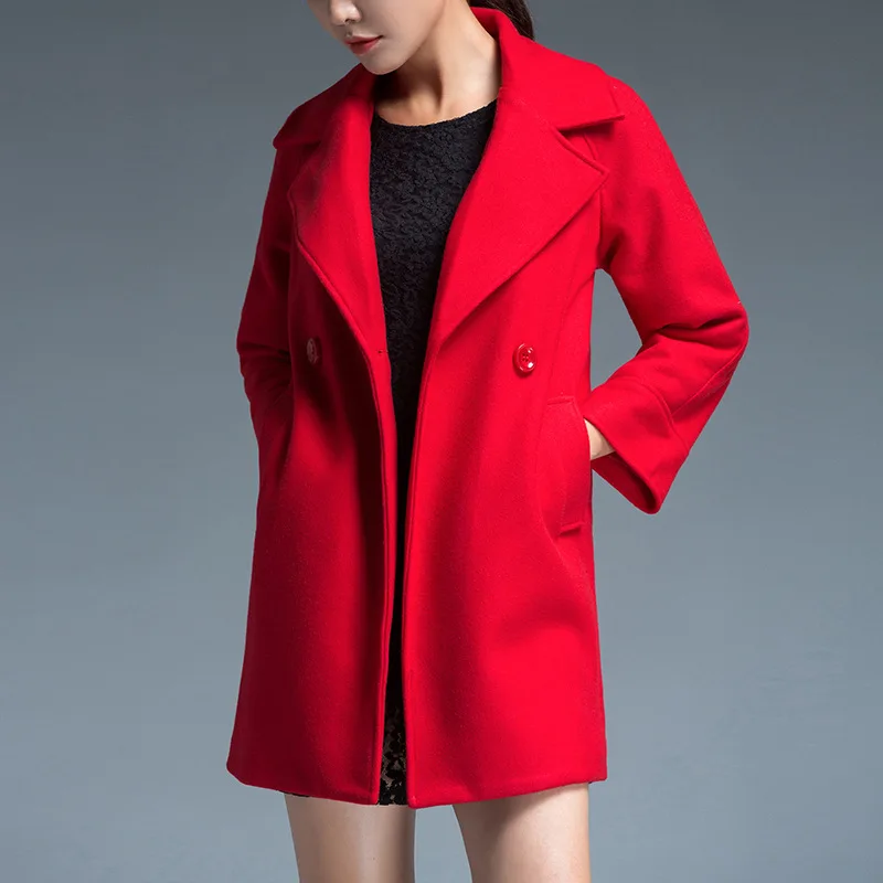 Женское шерстяное пальто повседневное большого размера 2XL 7XL|manteau femme|woolen coatwoolen