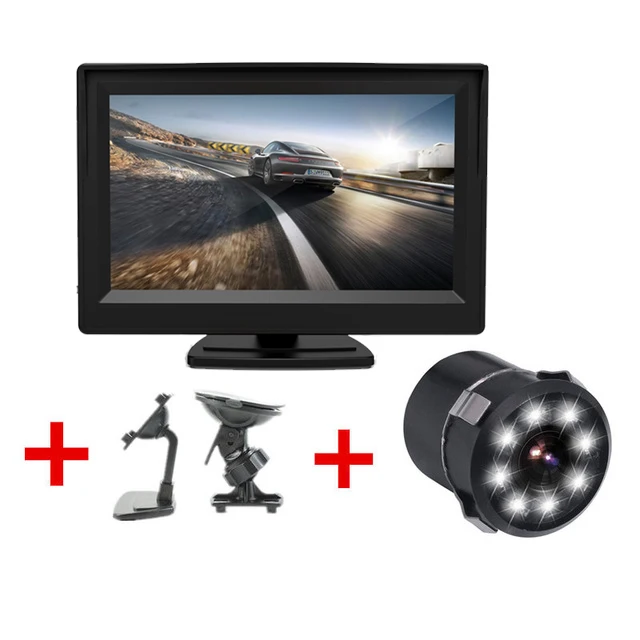 monitor with 1800-8 Парковочная система 2 в 1 TFT " HD Автомобильный монитор с 170 градусов водонепроницаемая автомобильная камера заднего вида+ кронштейн на присоске - Цвет: monitor with 1800-8