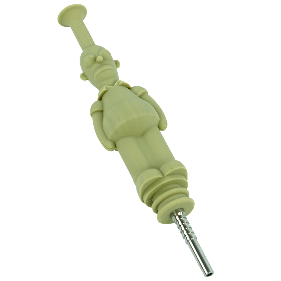 army green Силиконовая курительная трубка, набор силиконовых трубок NC, установка для масла Dab с титановым гвоздем, табаком, FDA, силиконовая курительная трубка, концентрат масла - Цвет: army green