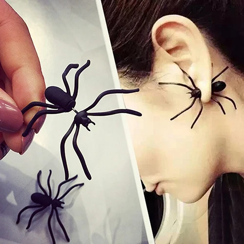New and fashion Boy Girl 1 Pc Funny Weird Big Black Spider Ear Stud Punk Style Earring Jewelry | Украшения и аксессуары