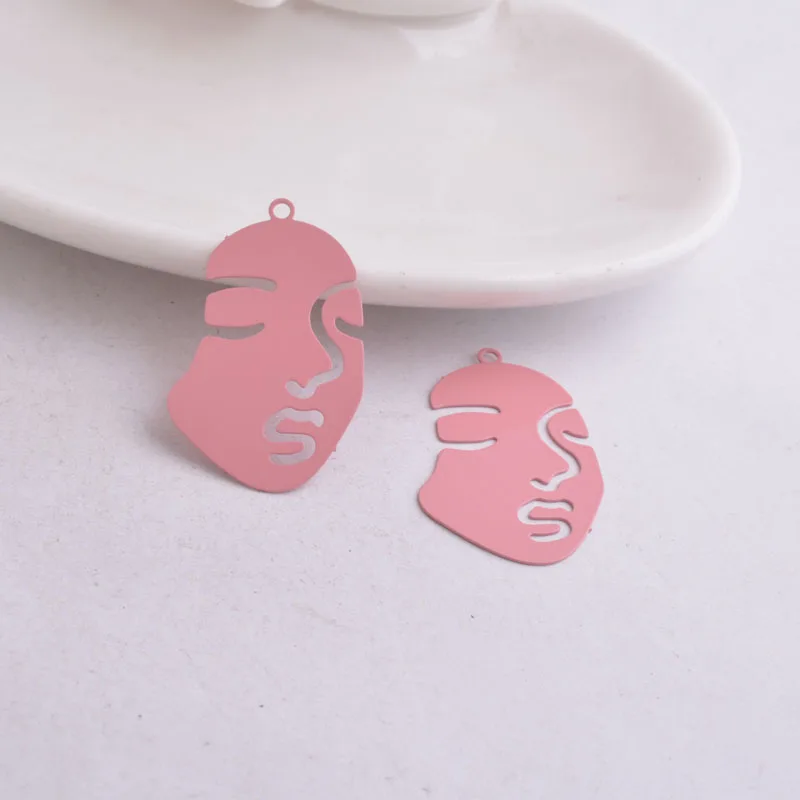 Pink 50 шт. AB5101 20 мм* 29 мм маска для лица амулеты для лица формы изделия Подвески Diy серьги ювелирные изделия - Окраска металла: Pink