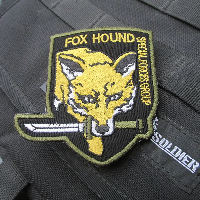 Металлическая Экипировка, одноцветная эмблема Foxhound, нашивка Fox Hound, форма, нашивка, значок Militaria Fox Hound, специальная группа, нашивки