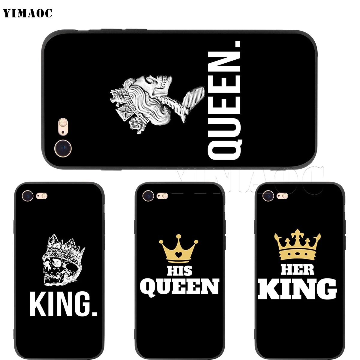 Мягкий чехол для влюбленных YIMAOC King Queen Apple iPhone SE 2020 5 5s 6 6s 7 8 Plus XR X Xs 11 12 Pro Max mini |