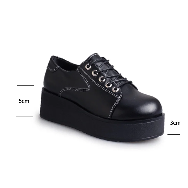 

New Spring Flat Platform Shoes Female Lace Up Student Casual Shoes Woman British Thick Bottom Women Shoes Zapatos Mujer Grapara