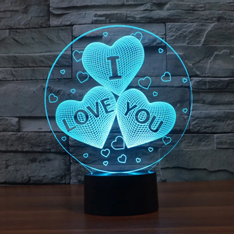 TAMPROAD 3D Illusion Lamp I Love You Acrylic Night Light Romantic Valentine's Day Gift for Lover Gradient with USB Line | Лампы и