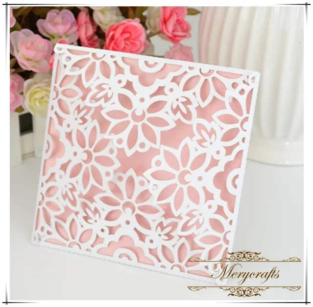 

Hot sale Wedding Birthday party Carved Flowers laser cut invitation card