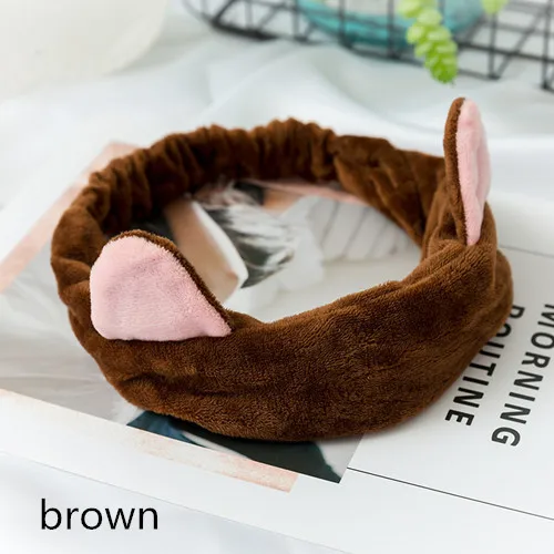 Brown OMG Logo, Женская повязка для волос с бантом-бабочкой, для мытья лица, для макияжа, фланелевая Мягкая повязка на голову, повязки на голову для девочек, головные уборы, аксессуары для волос - Цвет: Brown