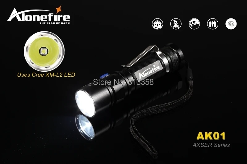 AloneFire классический AK01 AXSER серии CREE XM-L2 светодиодный 3 режима Легкий Мини светодиодный фонарик факел