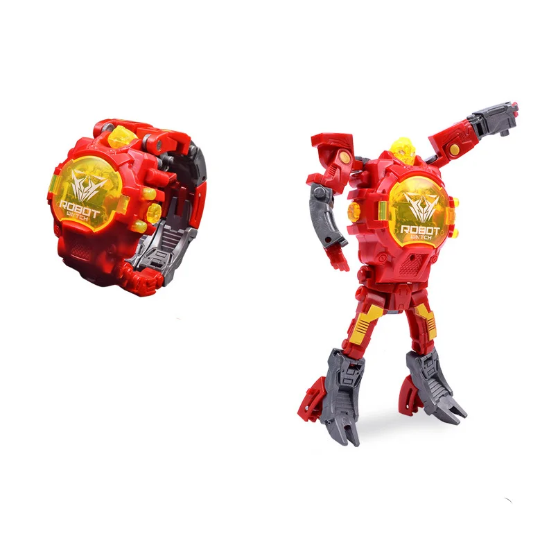 Free shipping Cartoon Creative Kids Transform Robot Wristwatch Transformation Electronic Toy Deformation Robots Watche Child Gif | Игрушки и