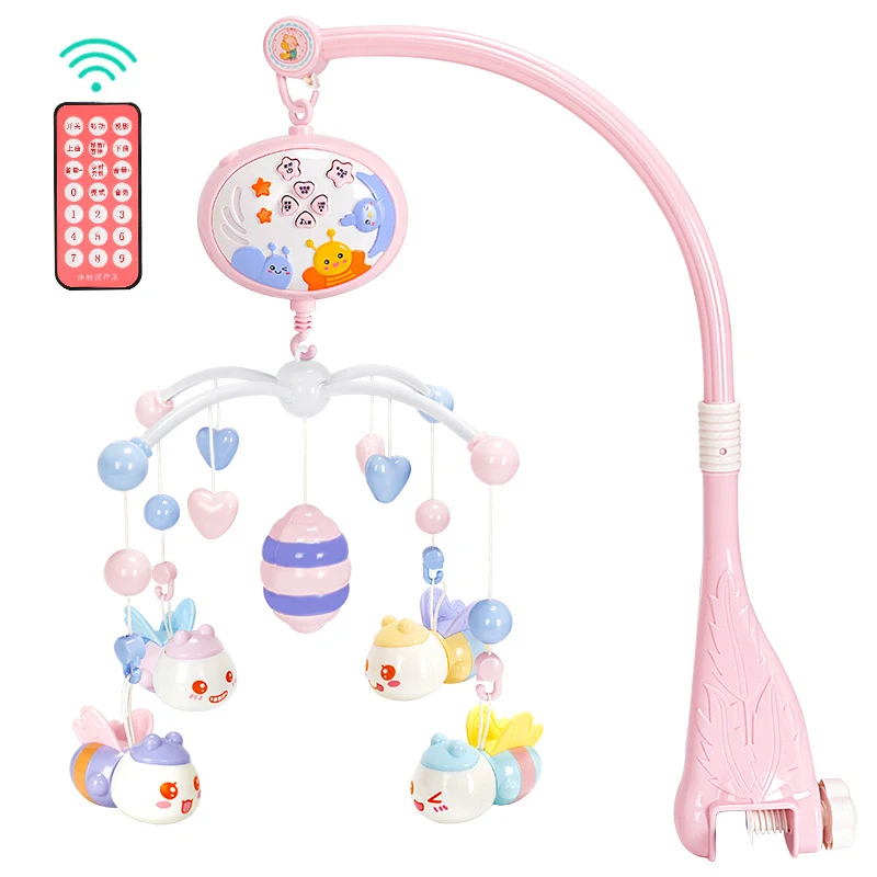 pink Новорожденный Младенец кроватка колокольчик игрушка 0-12 месяцев мобильный музыкальный с животным погремушкой проекция раннего обучения ребенка погремушка игрушка - Цвет: pink