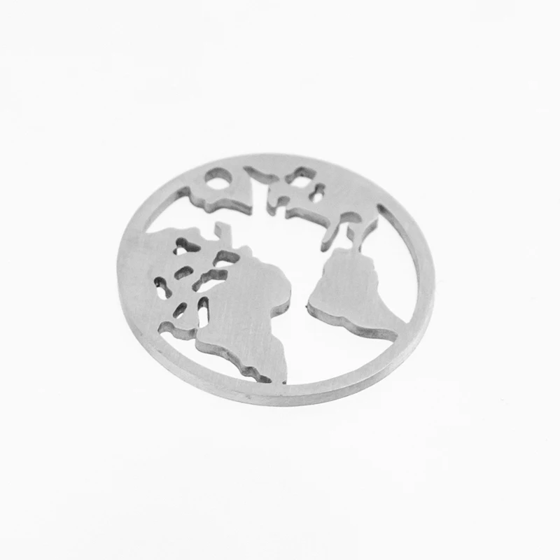 Stainless steel World Map Pendant Charms For Women Men 20mm Earth Globe Round High Quality Wholesale 50pcs | Украшения и
