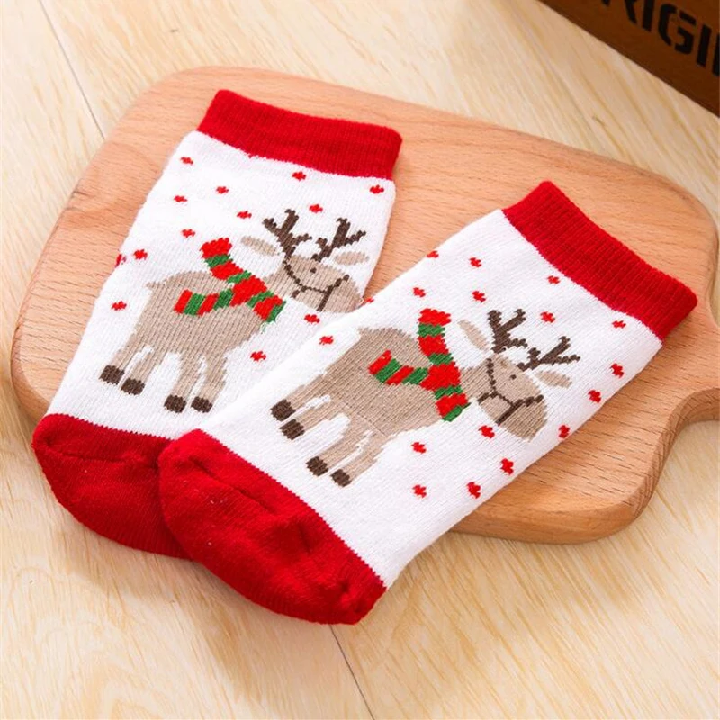 Wholeasle Christmas Gifts Winter Autumn Baby Girls Boys Cotton Socks 1pair Children Santa Claus Cartoon Striped #TC | Детская одежда и
