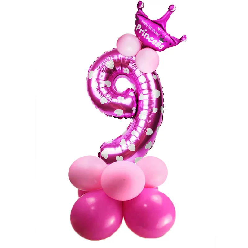 Figure Balloon 9 Шар Цифра количество шар День Рождения украшения Дети шар 1-й воздушный шар на день рождения номер надувные цифры деко день рождения - Цвет: Figure Balloon 9