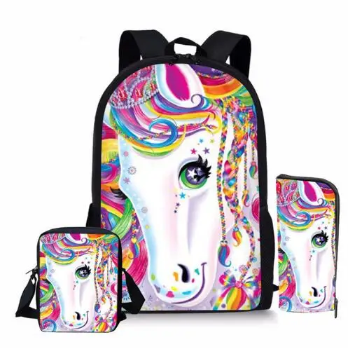 Студенческий рюкзак с мультяшным единорогом детские школьные сумки для