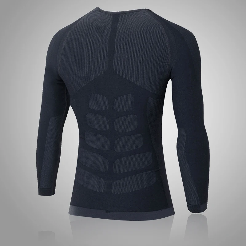 Мужская компрессионная футболка для бега и фитнеса облегающая Спортивная с