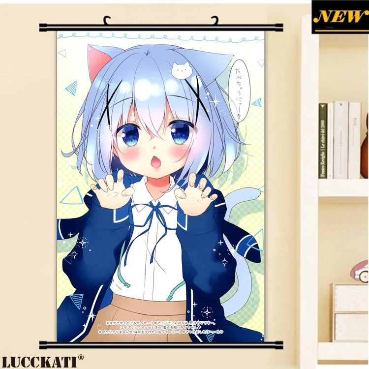 40X60 см, Gochiusa Gochuumon wa Usagi Desu ka Rabbit, сексуальная лоли, мультфильм, аниме картинка, настенная прокрутка, холст, живопись, плакат