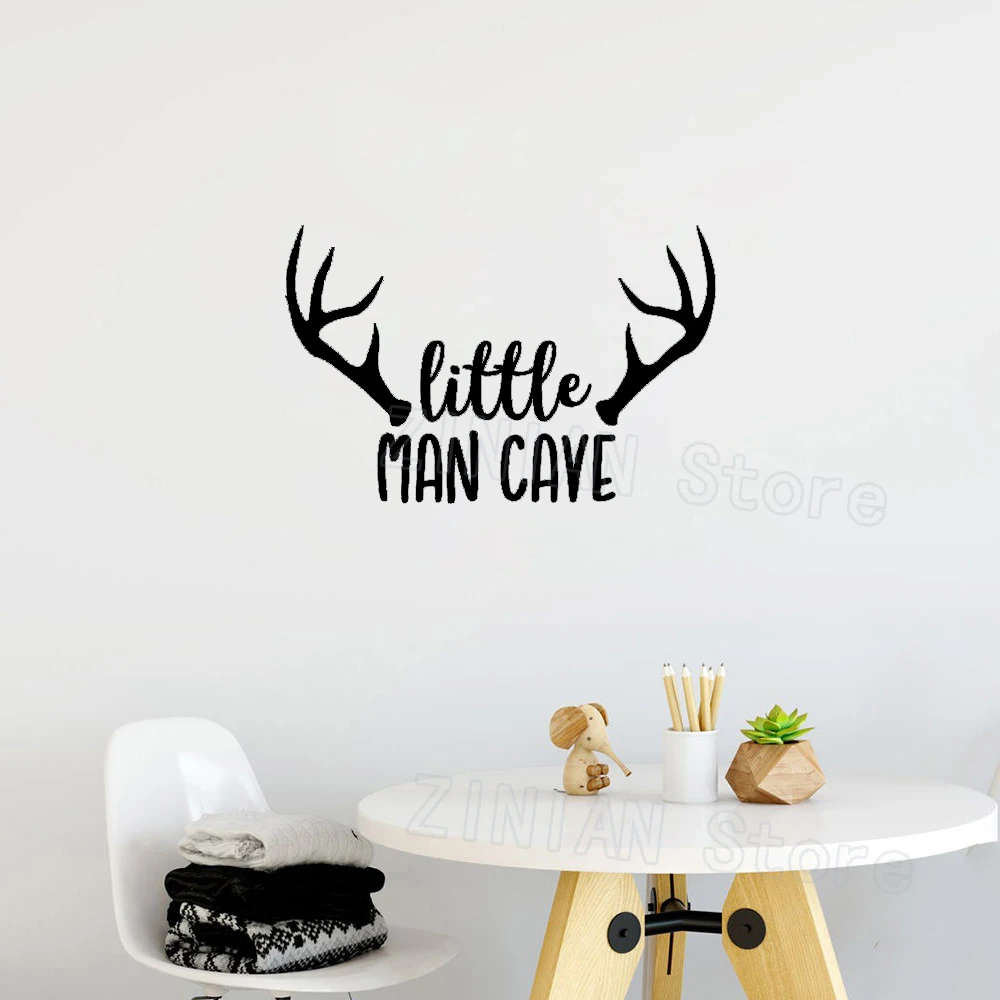 

Woodland Nursery Wall Decal Little Man Cave Baby Boy Wall Sticker Quote Deer Antlers Kids Room Decoration Stickers Muraux Z436