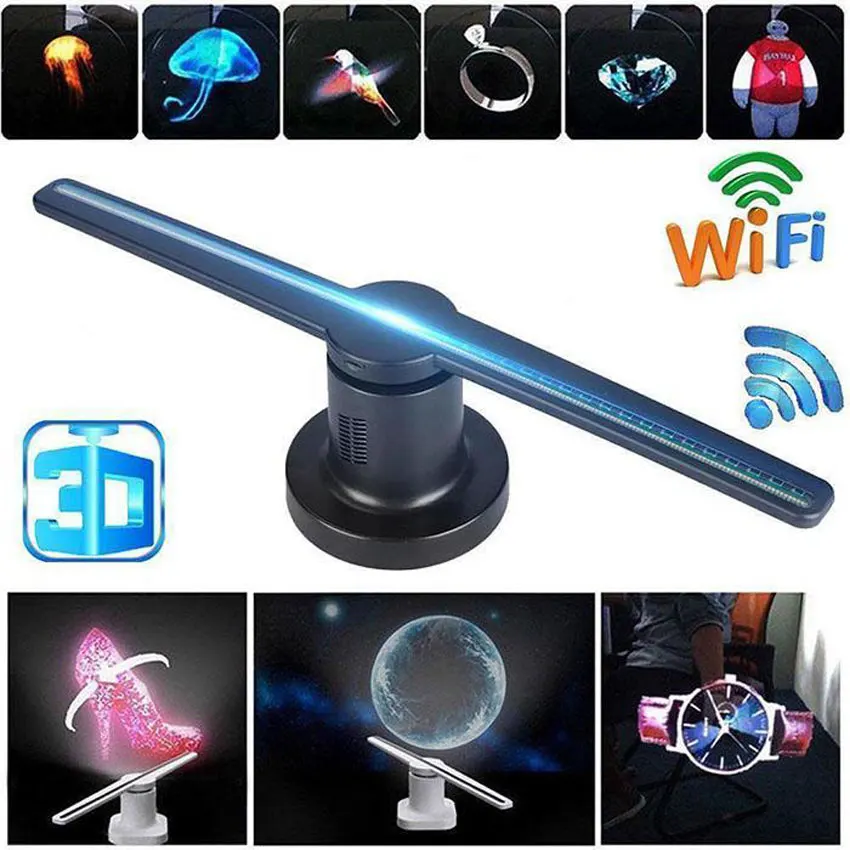 WIIKK 3D WiFi Holographic Advertisement Display LED Fan Imaging Advertising Player For Store Bar | Электроника