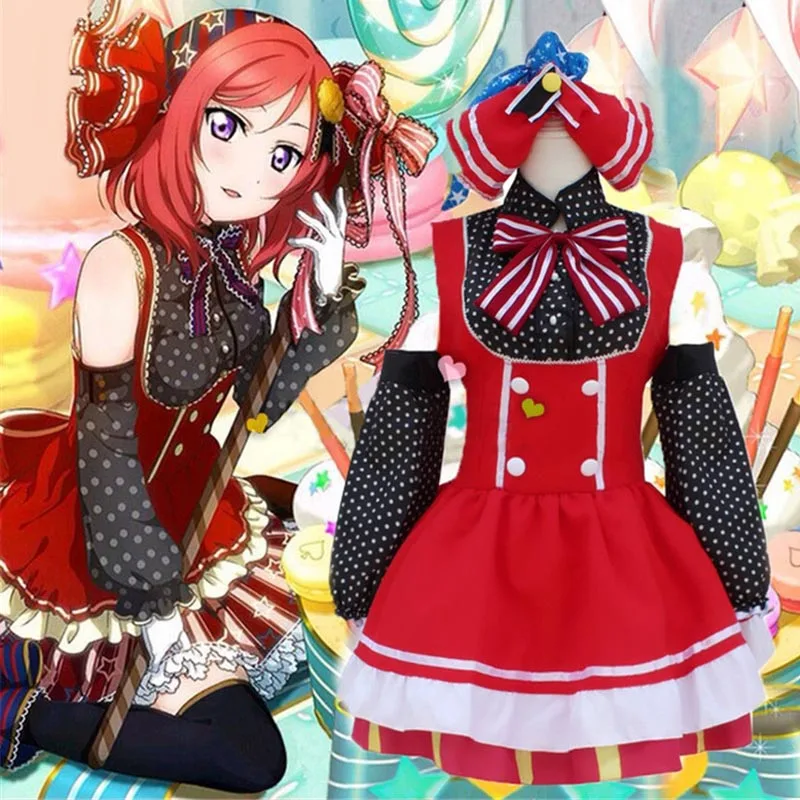 Японское аниме Love Live! Женское платье для косплея Live милая Униформа горничной