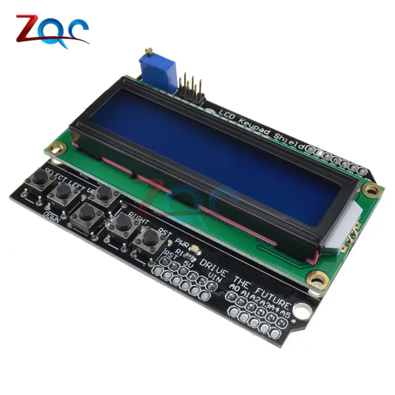 ЖК-дисплей для Arduino 1602 защитный модуль клавиатуры 16x2 5 в Синяя подсветка с белым