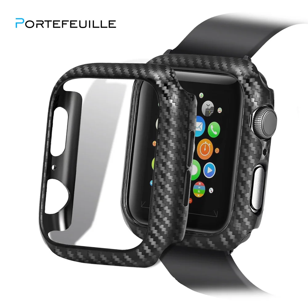 PORTEFEUILLE Роскошный милый Ультратонкий чехол из углеродного волокна для Apple Watch Series 4