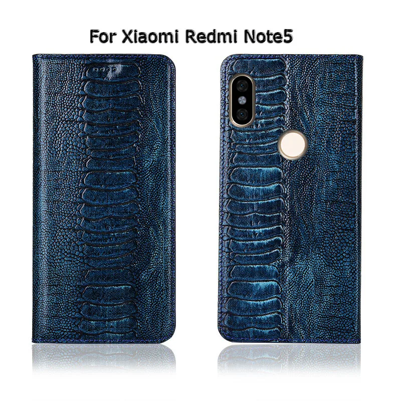 Роскошный страусиной ноги зерна Стенд флип чехол для Xiaomi Redmi Note 4 4X5 5A Pro 7 чехол из натуральной яловой кожи чехол для телефона