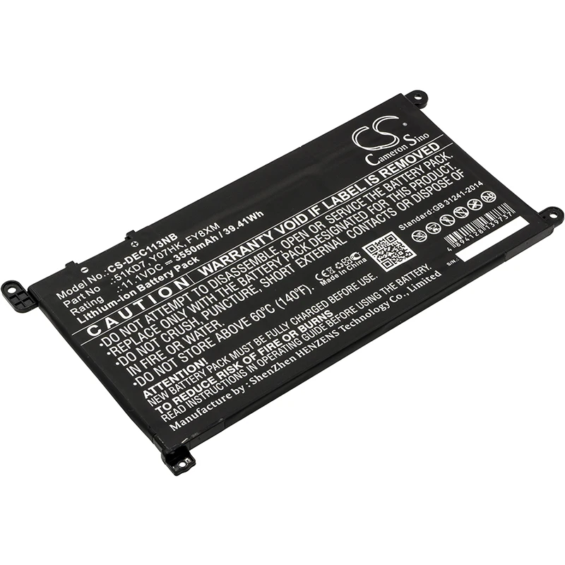 Аккумулятор Cameron sino для ноутбука DELL 51KD7 FY8XM Y07HK литий ионный аккумулятор 3550 мАч/39
