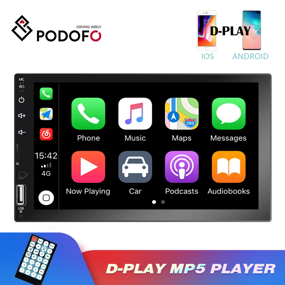 Podofo 2 Din автомагнитола 7 ''сенсорный экран мультимедийный плеер MP5 Bluetooth