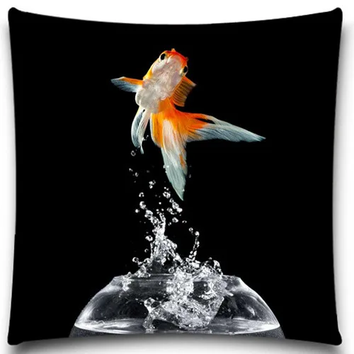 

Goldfish jump out of a fish tank Pillow Case Xmas Decorative Square Cotton polyester 5 size 9 style Home Bed Supplies