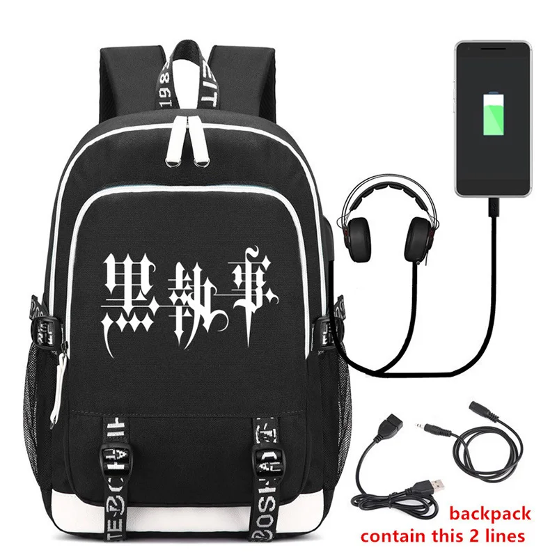 DENGPAO Черный Дворецкий USB школьные тетради сумка для девочек мальчиков подростков