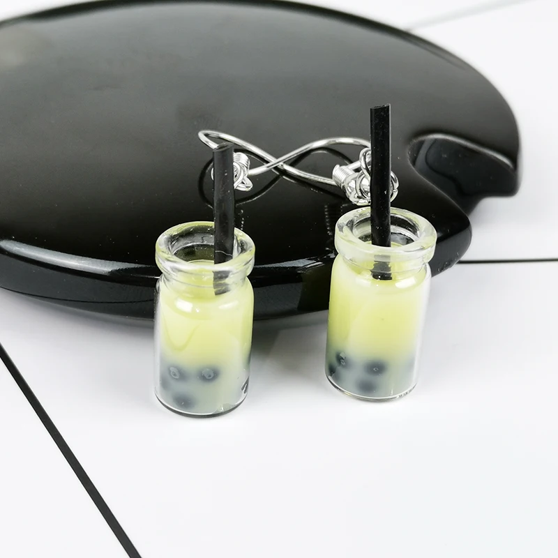 Модные летние женские серьги стеклянные чашки висячие с жемчугом молочным чаем