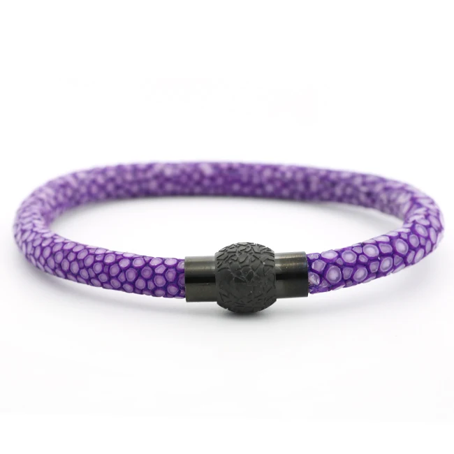 Luxury Stingray Bracelet Charm Men Women 6mm Dia Thailand Pearl Fish Skin Stainless Steel Gold Clasps Genuine Leather Bracelets | Украшения