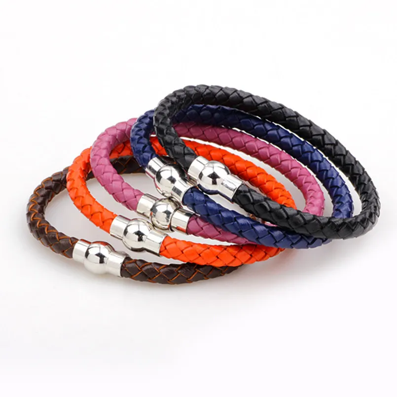 Браслеты из натуральной кожи для женщин браслеты с магнитной застежкой плетеный