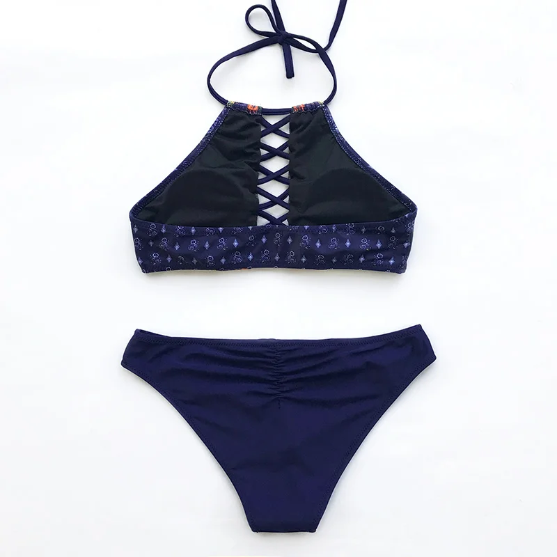 Cupshe уголок с любовью принт комплект бикини Для женщин Лето 2017 г. пляжный