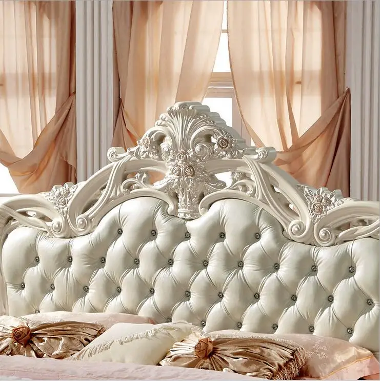 Современная Европейская кровать из массива дерева модная Резная Кровать для 2