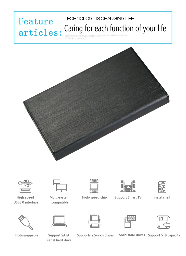 Blueendless BU23T Алюминий 2," hdd чехол USB 3,0 Sata 6 Гбит/с, высокая скорость Портативный внешний жесткий диск 1 ТБ