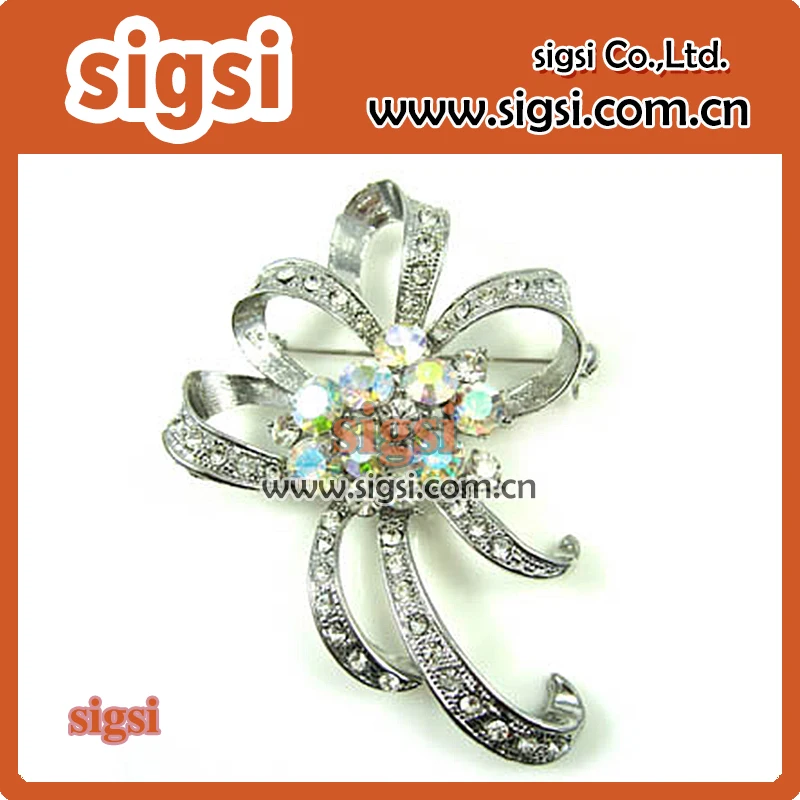 

Silver metal Factory wholesale metal fashion rhinestone brooch